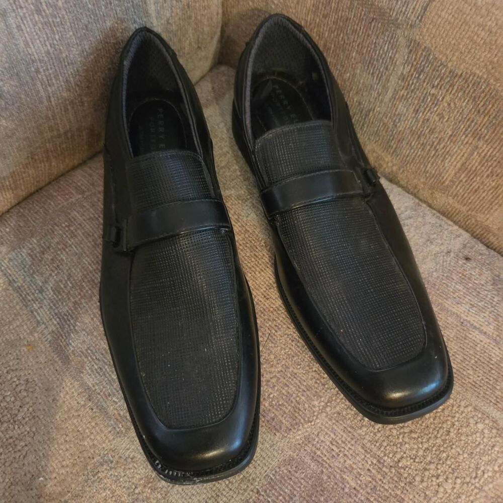 Perry Ellis Portfolio Dolce Black Texture Loafers |Size 9.5 Wide** like new